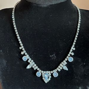 Brides! Proms! Antique Pale blue rhinestone necklace